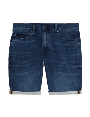 

Mens M&S Collection Cotton Rich Super Stretch Denim Shorts - Med Blue Denim, Med Blue Denim