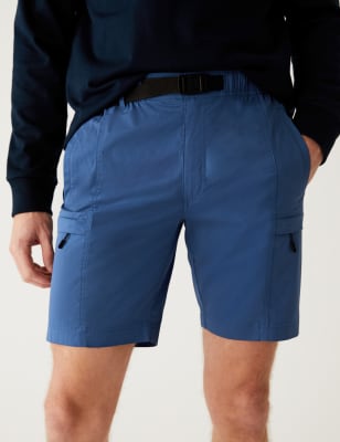 

Mens M&S Collection Belted Trekking Shorts with Stormwear™ - Blue, Blue