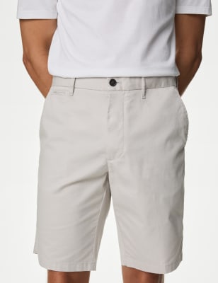 M&S Men's Super Lightweight Stretch Chino Shorts - 34REG - Natural, Natural,Navy,Black,Coral,Pale Ro