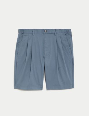 

Mens M&S Collection Super Lightweight Twin Pleat Chino Shorts - Air Force Blue, Air Force Blue
