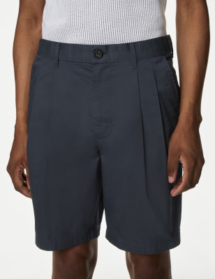 

M&S Collection Chinos cortos con pinzas superligerosMens - Navy, Navy