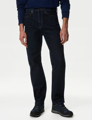 M&S Mens Straight Fit Jeans with Stormweartm - 3429 - Dark Indigo, Dark Indigo,Medium Blue,Black,Dar