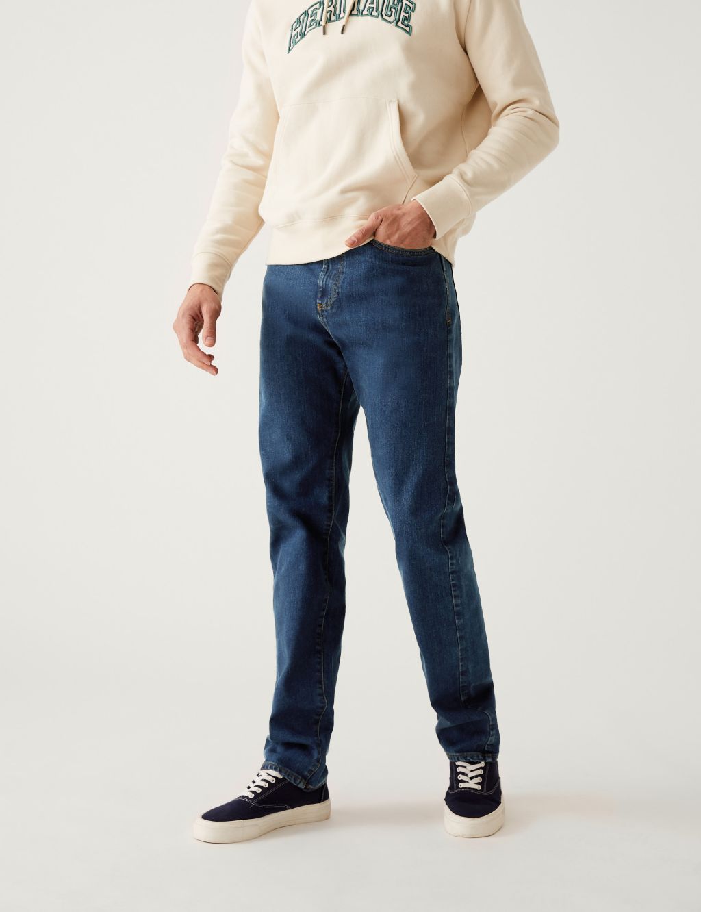 Shorter Length Straight Fit Stretch Jeans with Stormwear™ image 3