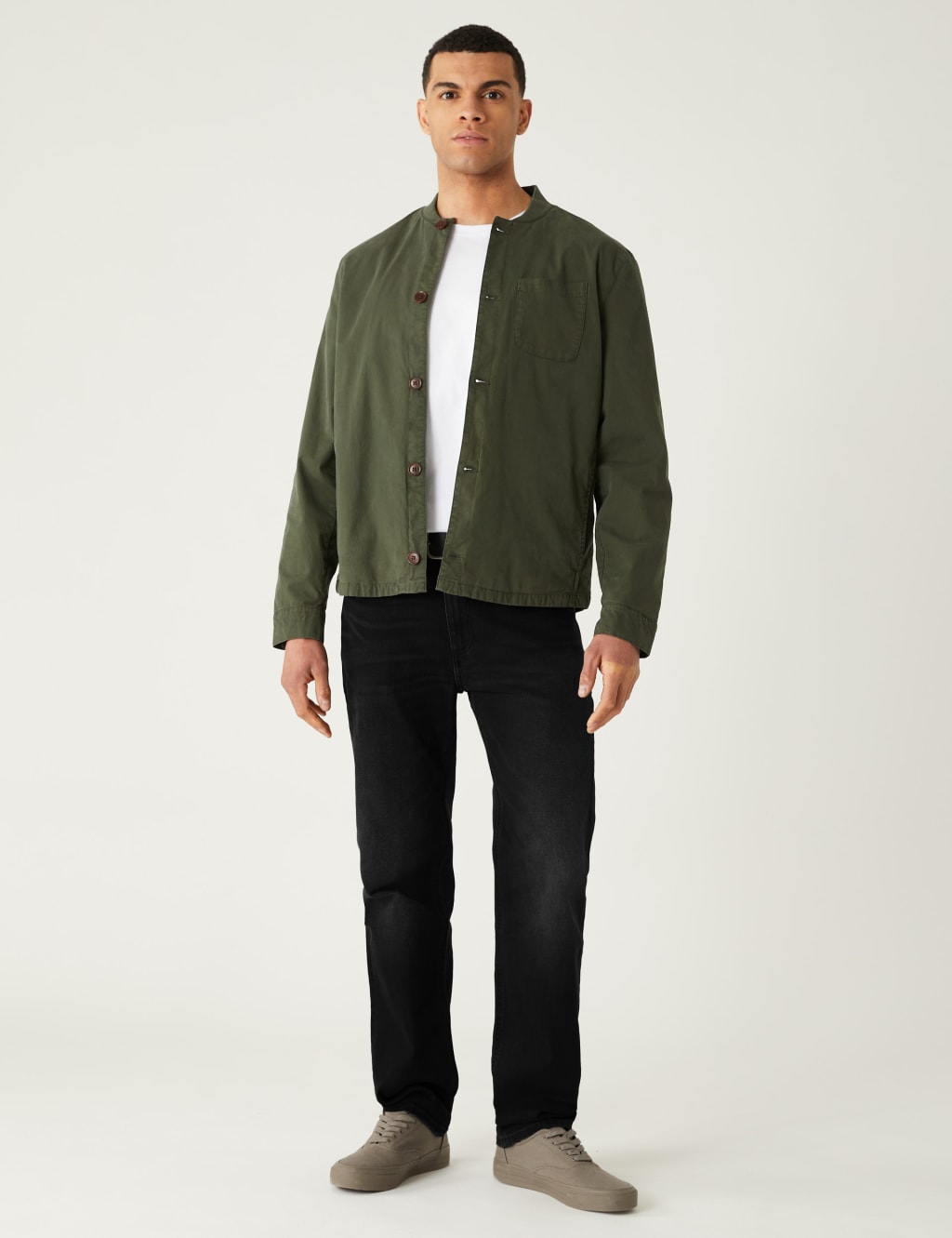 Straight Fit Belted Stretch Jeans image 1