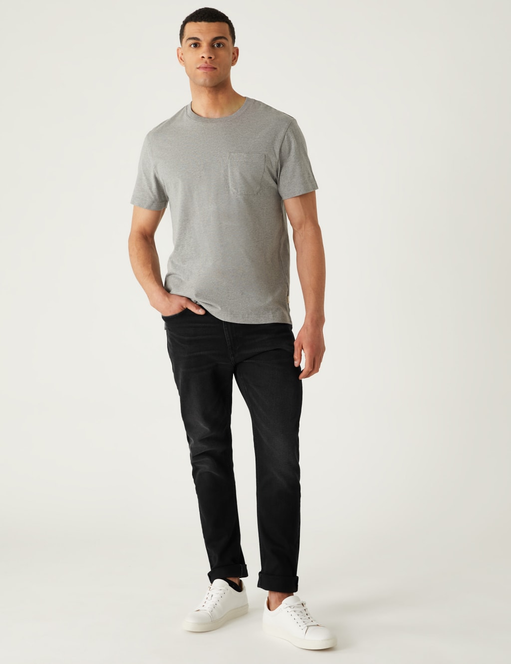 Slim Fit Belted Stretch Jeans image 1