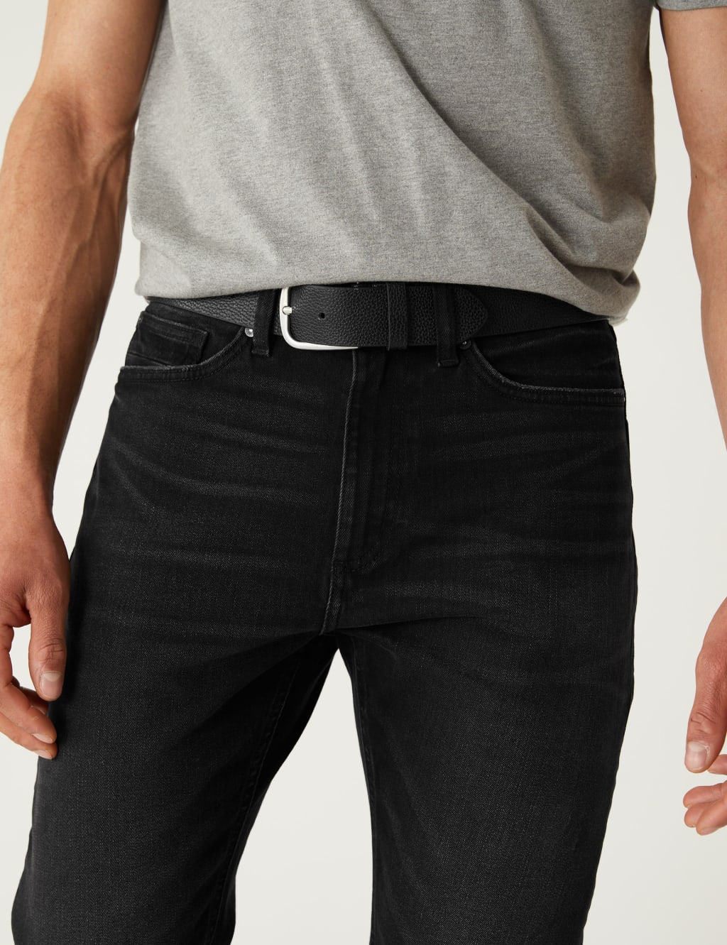 Slim Fit Belted Stretch Jeans image 2