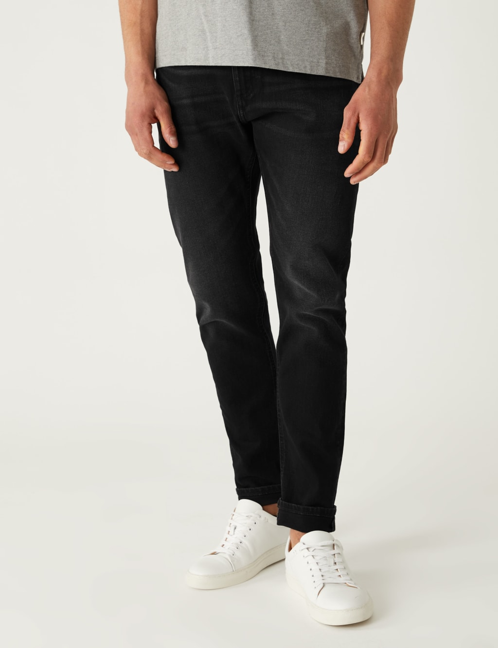 Slim Fit Belted Stretch Jeans image 4
