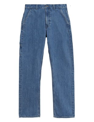 

Mens M&S Collection Loose Fit Pure Cotton Carpenter Jeans - Medium Blue, Medium Blue