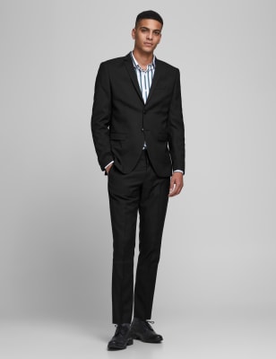 mens jack & jones tailored fit trousers - black