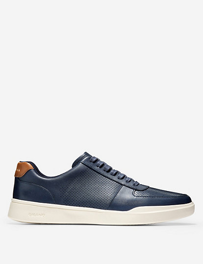 cole haan grand crosscourt leather lace up trainers - 7 - navy, navy