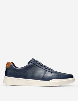 Cole Haan Mens Grand Crosscourt Leather Lace Up Trainers - 8 - Navy, Navy