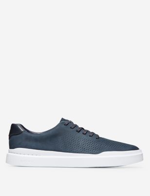 Cole Haan Mens Grandpro Rally Leather Lace Up Trainers - 8 - Navy, Navy,Tan,Grey