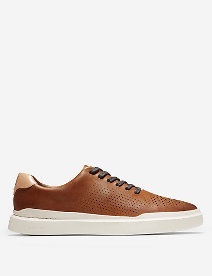 cole haan grandpro rally leather lace up trainers - 7 - tan, tan