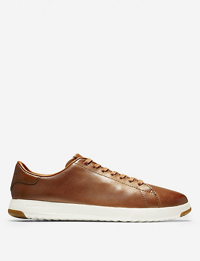 cole haan grandpro leather lace up trainers - 8.5 - tan, tan