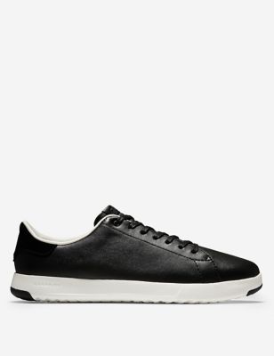 Cole Haan Mens Grandpro Leather Lace Up Trainers - 7 - Black, Black,White,Tan