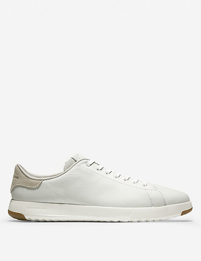 cole haan grandpro leather lace up trainers - 10.5 - white, white