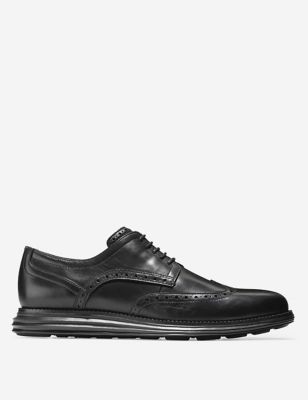 Cole Haan Mens Originalgrand Wide Fit Leather Oxford Shoes - 7 - Black, Black,Tan