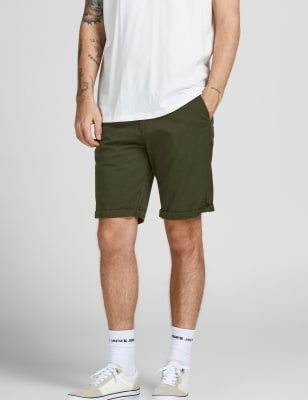 

Mens JACK & JONES Regular Fit Chino Shorts - Dark Green, Dark Green