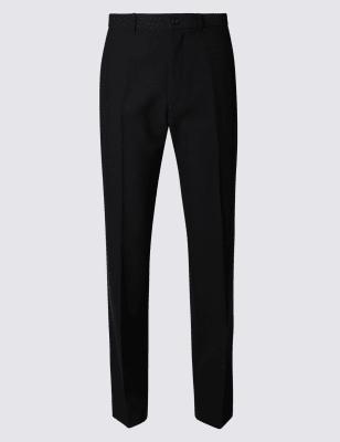 regular fit flat front trousers