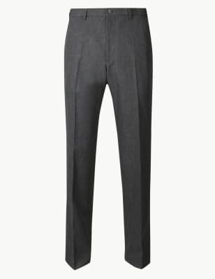 regular fit flat front trousers