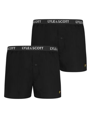 Lyle & Scott Mens Pure Cotton Woven Boxers - Black, Black