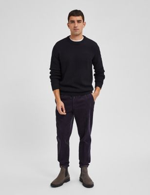 M&S Selected Homme Mens Tapered Fit Pure Cotton Trousers
