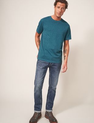 White Stuff Mens Pure Cotton Crew Neck T-Shirt - Teal, Teal
