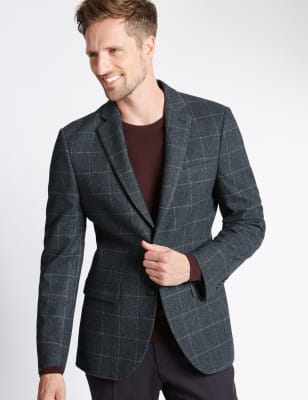 Single Breasted 2 Button Checked Jacket