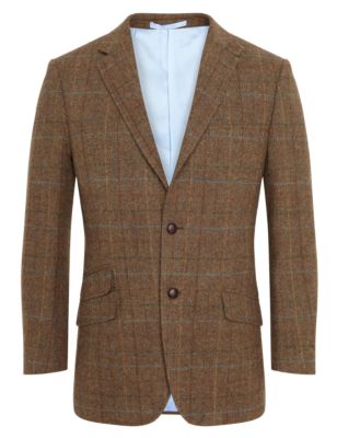 Luxury Pure New Wool 2 Button Multi Checked Jacket | M&S Collection ...