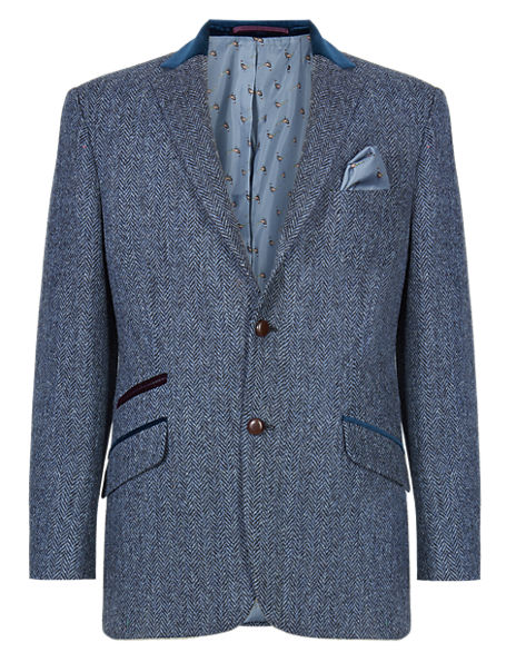 Pure New Wool Harris Tweed Herringbone Jacket | M&S Collection Luxury | M&S