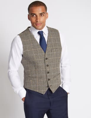 Pure Wool Checked Waistcoat