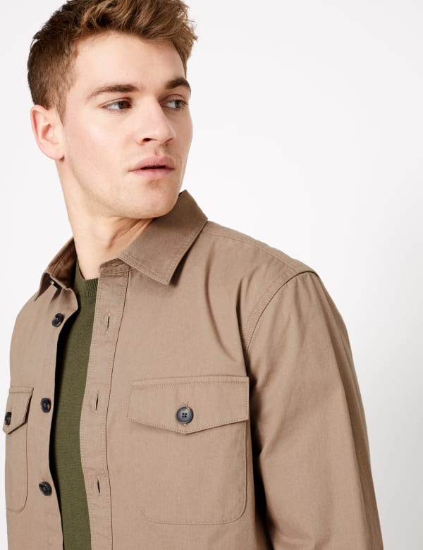 Pure Cotton Utility Overshirt