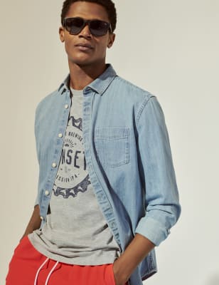 M and s denim shirt sale