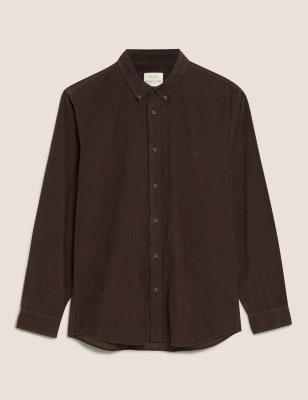 

Mens M&S Collection Cordhemd aus reiner Baumwolle mit Stückfärbung - Dark Brown, Dark Brown