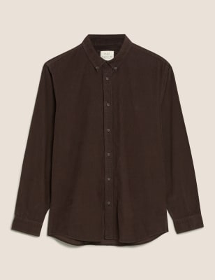 

M&S Collection Camisa de pana teñida 100% algodónMens - Dark Brown, Dark Brown