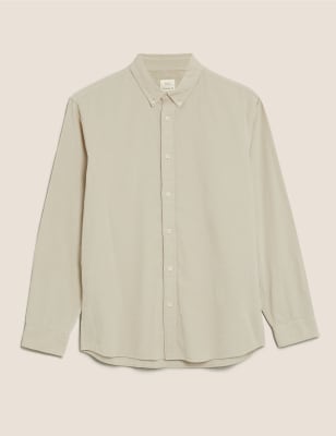

Mens M&S Collection Cordhemd aus reiner Baumwolle mit Stückfärbung - Ecru, Ecru