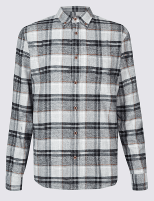 mens brushed cotton check shirt uk