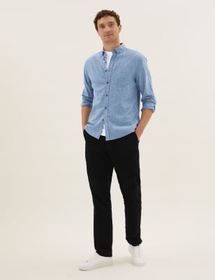 

Mens M&S Collection Flannel-Hemd aus reiner Baumwolle - Light Blue, Light Blue