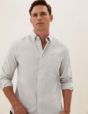 

M&S Collection Camisa de pana 100% algodón teñidaMens - Ivory, Ivory