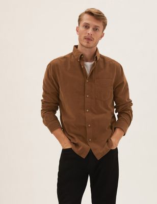 

Mens M&S Collection Pure Cotton Garment Dyed Corduroy Shirt - Toffee, Toffee