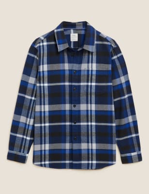 Pure Cotton Check Twill Overshirt