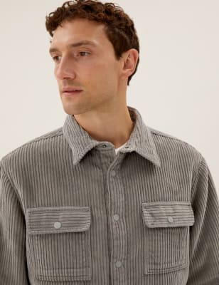 

Mens M&S Collection Cord-Shacket mit Teddyfutter - Grey, Grey
