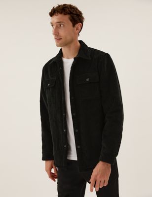 

Mens M&S Collection Borg Lined Corduroy Shacket - Black, Black