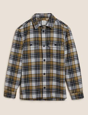 M&S Mens Cotton Rich Checked Overshirt