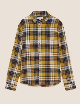 M&S Mens Pure Cotton Flannel Check Shirt