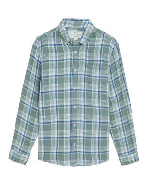 

M&S Collection Camisa de cuadros 100% algodónMens - Light Green, Light Green