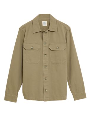 

Mens M&S Collection Pure Cotton Garment Dyed Overshirt - Sand, Sand