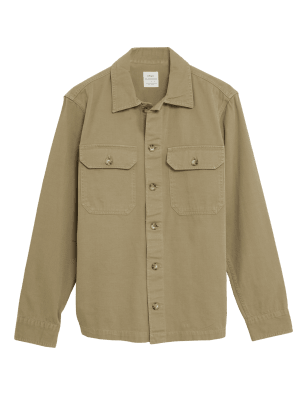 

Mens M&S Collection Overshirt aus reiner Baumwolle in Stückfärbung - Sand, Sand