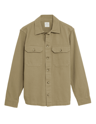 

Mens M&S Collection Pure Cotton Garment Dyed Overshirt - Sand, Sand