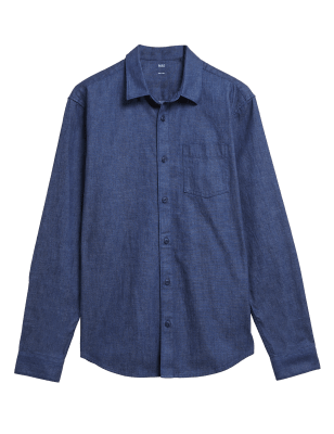 

Mens M&S Collection Denim Shirt - Dark Blue, Dark Blue